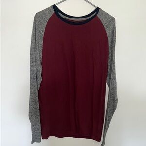 Men's Red and Gray Long Sleeve Shirt